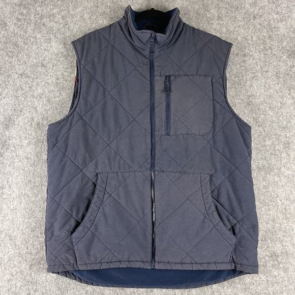 Chaps Ralph Lauren Quilted Vest Mens Large Blue US Flag Full Zip Faded Patriotic - Picture 2 of 12